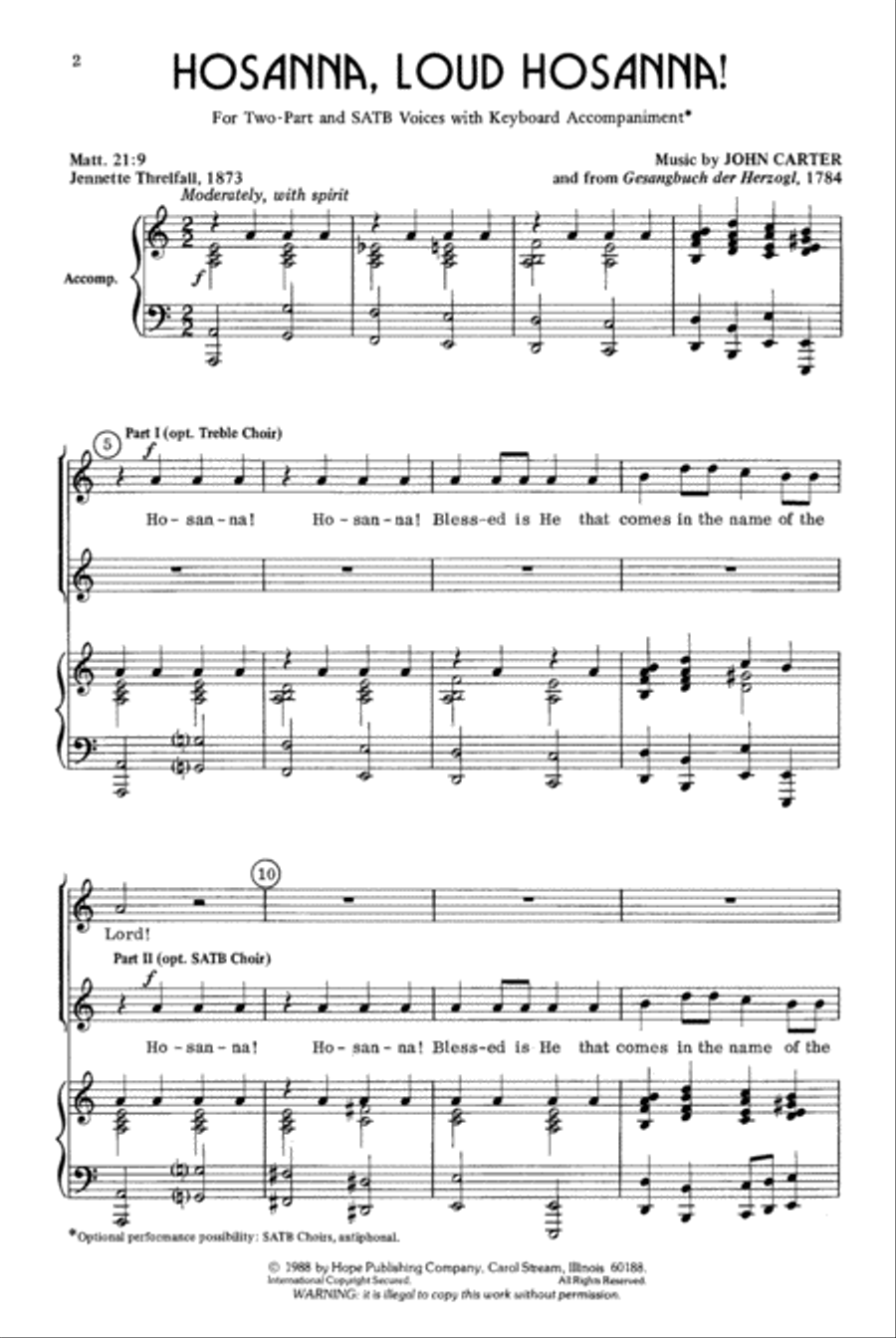 Hosanna, Loud Hosanna 4-Part scores gallery preview page 2