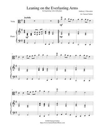 Leaning on the Everlasting Arms - for beginning viola with optional piano accompaniment