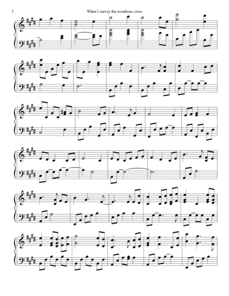 PIANO - When I survey the Wondrous Cross (Piano Hymns Sheet Music PDF) image number null