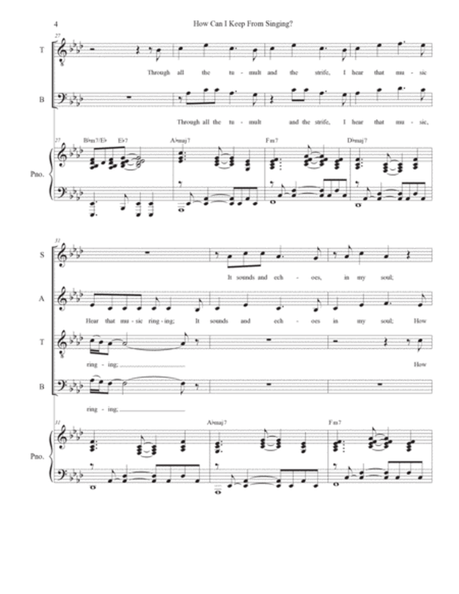 How Can I Keep From Singing? (SATB) image number null
