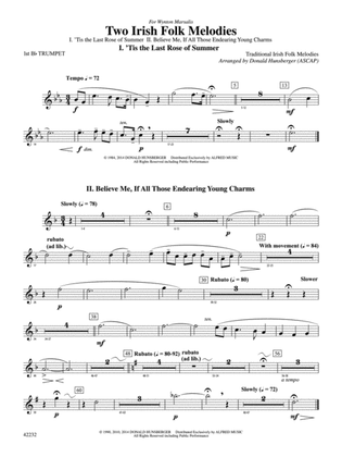 Two Irish Folk Melodies: 1st B-flat Trumpet