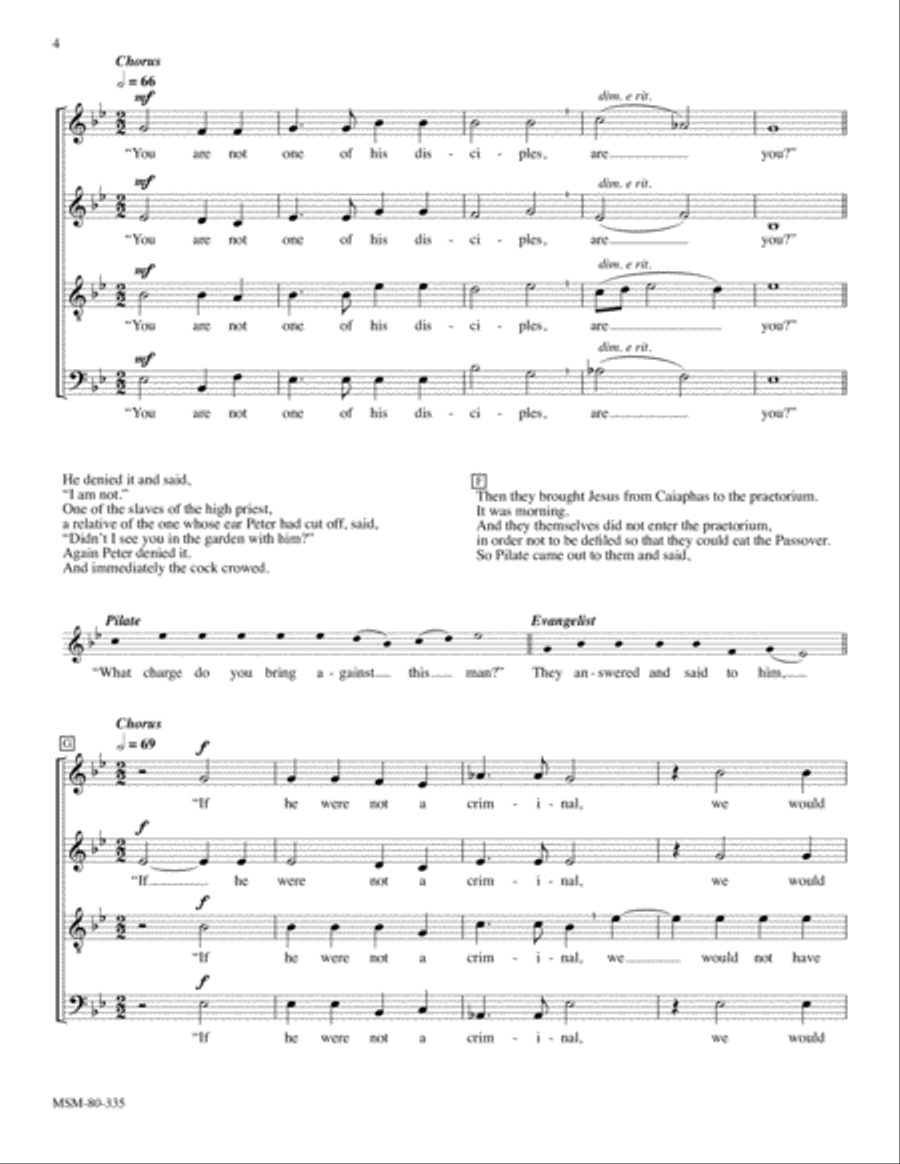 The Passion of Our Lord Jesus Christ according to John (Choral Score)