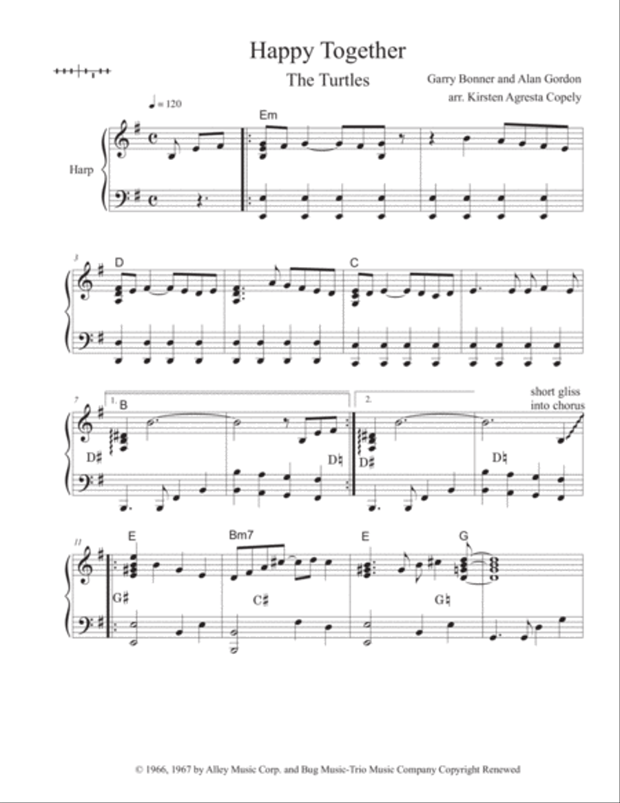 Happy Together Harp scores gallery preview page 1
