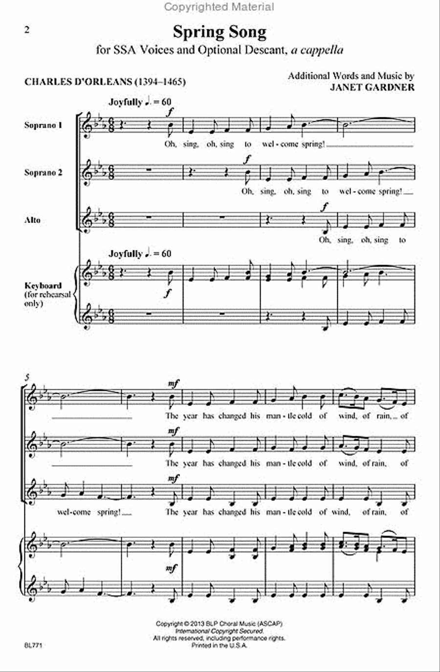 Spring Song SSA scores gallery preview page 2