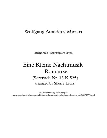 EINE KLEINE NACHTMUSIK - Romanze - (Andante) STRING TRIO, Intermediate Level image number null