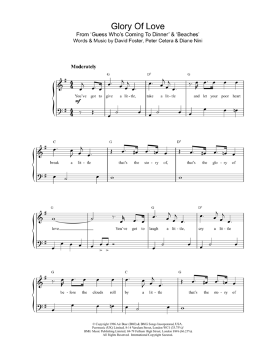 Glory Of Love Easy Piano scores gallery preview page 1