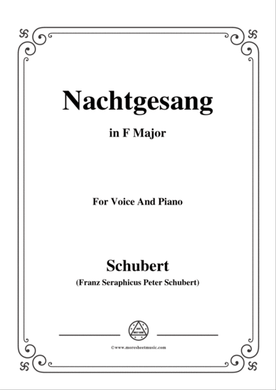 Schubert-Nachtgesang,in F Major,for Voice&Piano Voice scores gallery preview page 1
