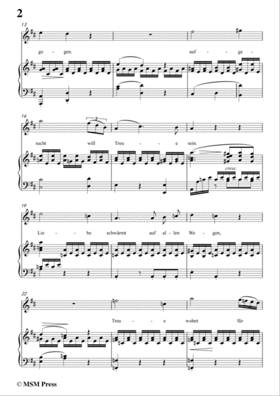 Schubert-Liebe schwärmt auf allen Wegen,in D Major Piano, Vocal scores gallery preview page 4