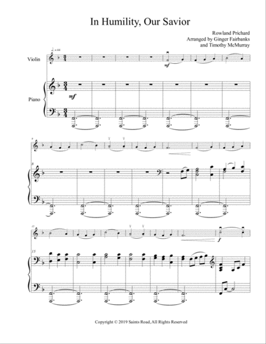 In Humility, Our Savior In Humility, Our Savior String Duet scores gallery preview page 1