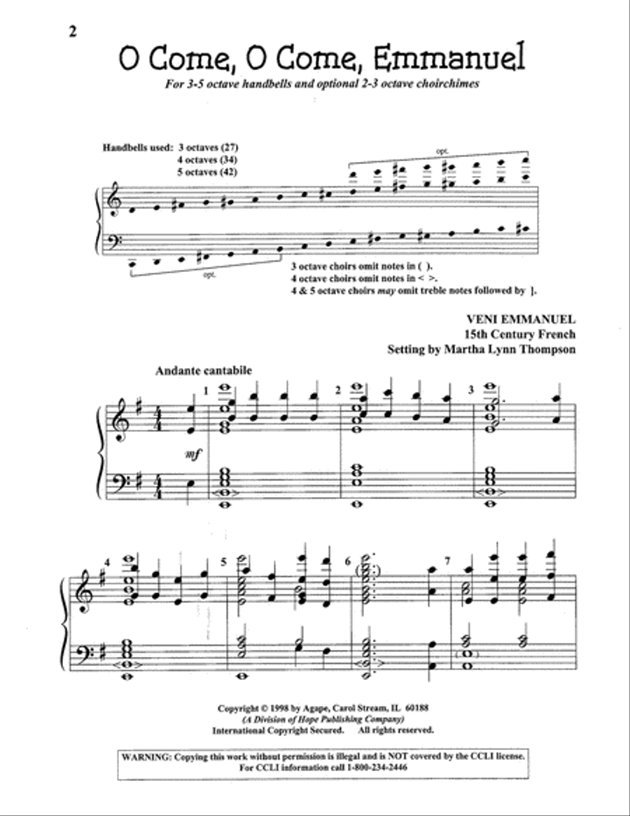 O Come, O Come, Emmanuel O Come, O Come, Emmanuel 5-Octaves scores gallery preview page 3
