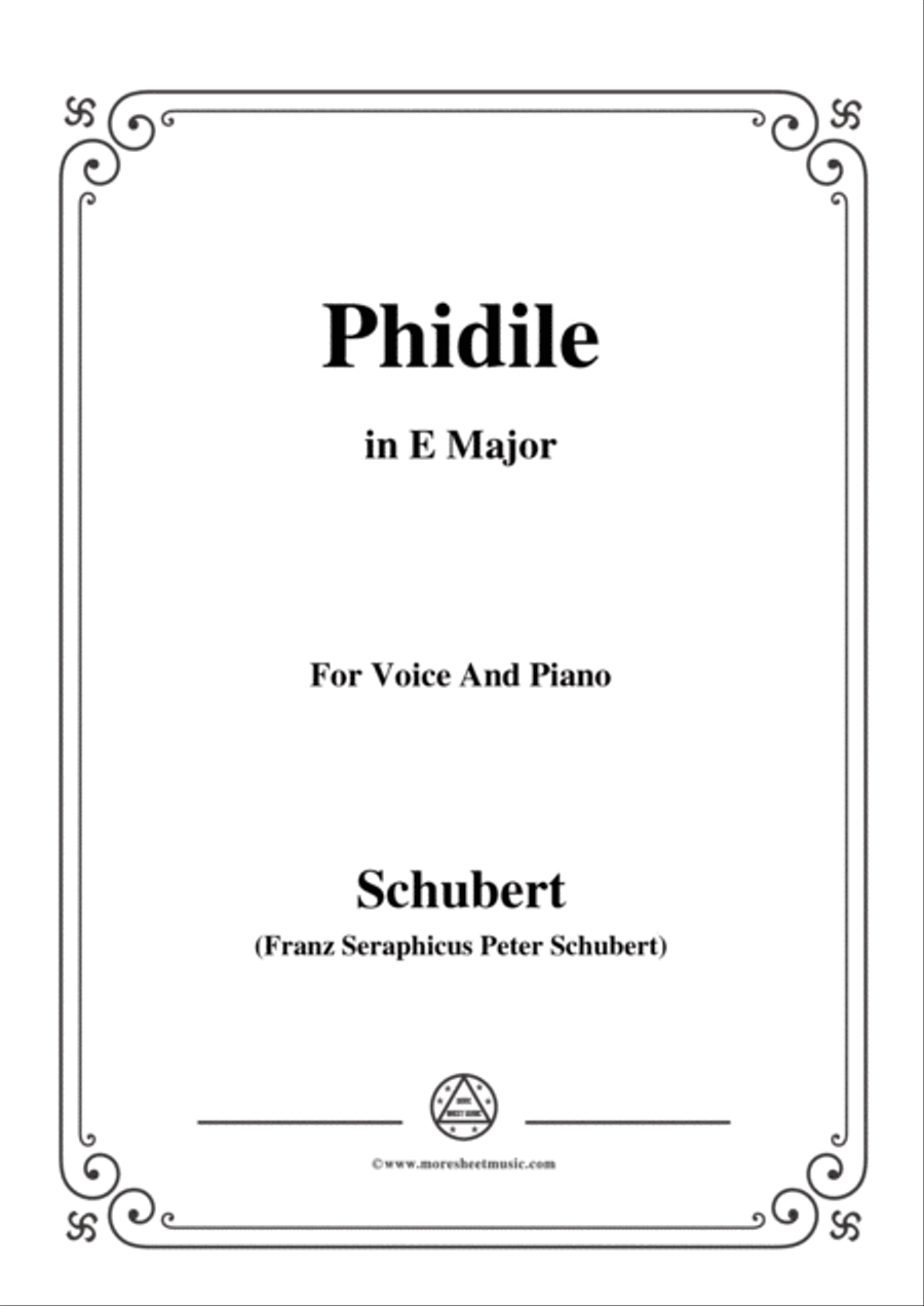 Schubert-Phidile,in E Major,for Voice&Piano Voice scores gallery preview page 1