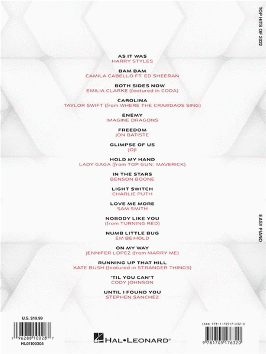 Top Hits of 2022 Easy Piano scores gallery preview page 7