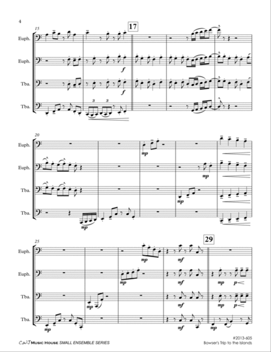 Bowser.s Trip to the Islands Brass Ensemble scores gallery preview page 4