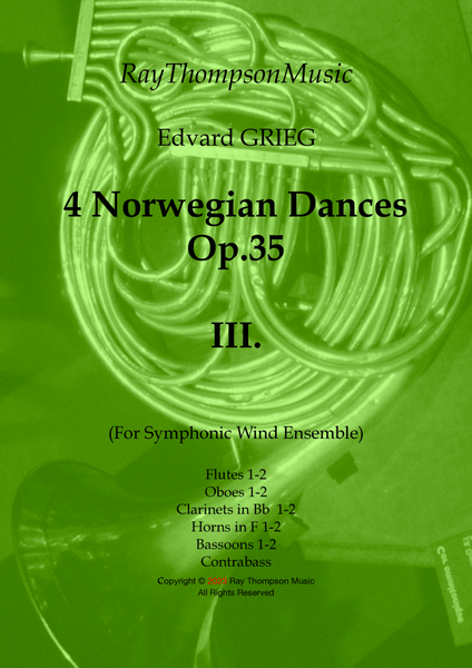 Grieg: 4 Norwegian Dances Op.35 No.III Allegro moderato alla Marcia - wind dectet/bass image number null