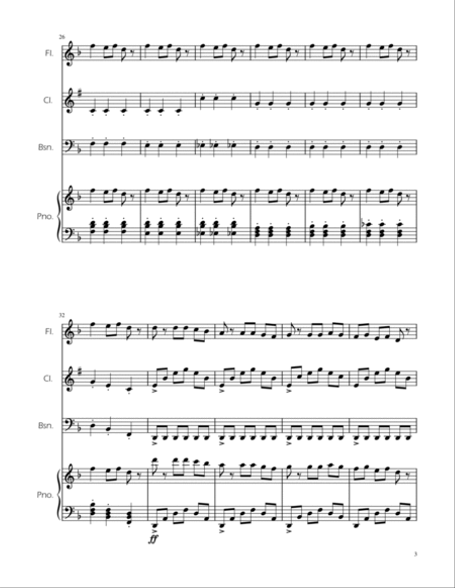 Carol of the Bells - Woodwind Trio w/ Piano Woodwind Trio scores gallery preview page 3