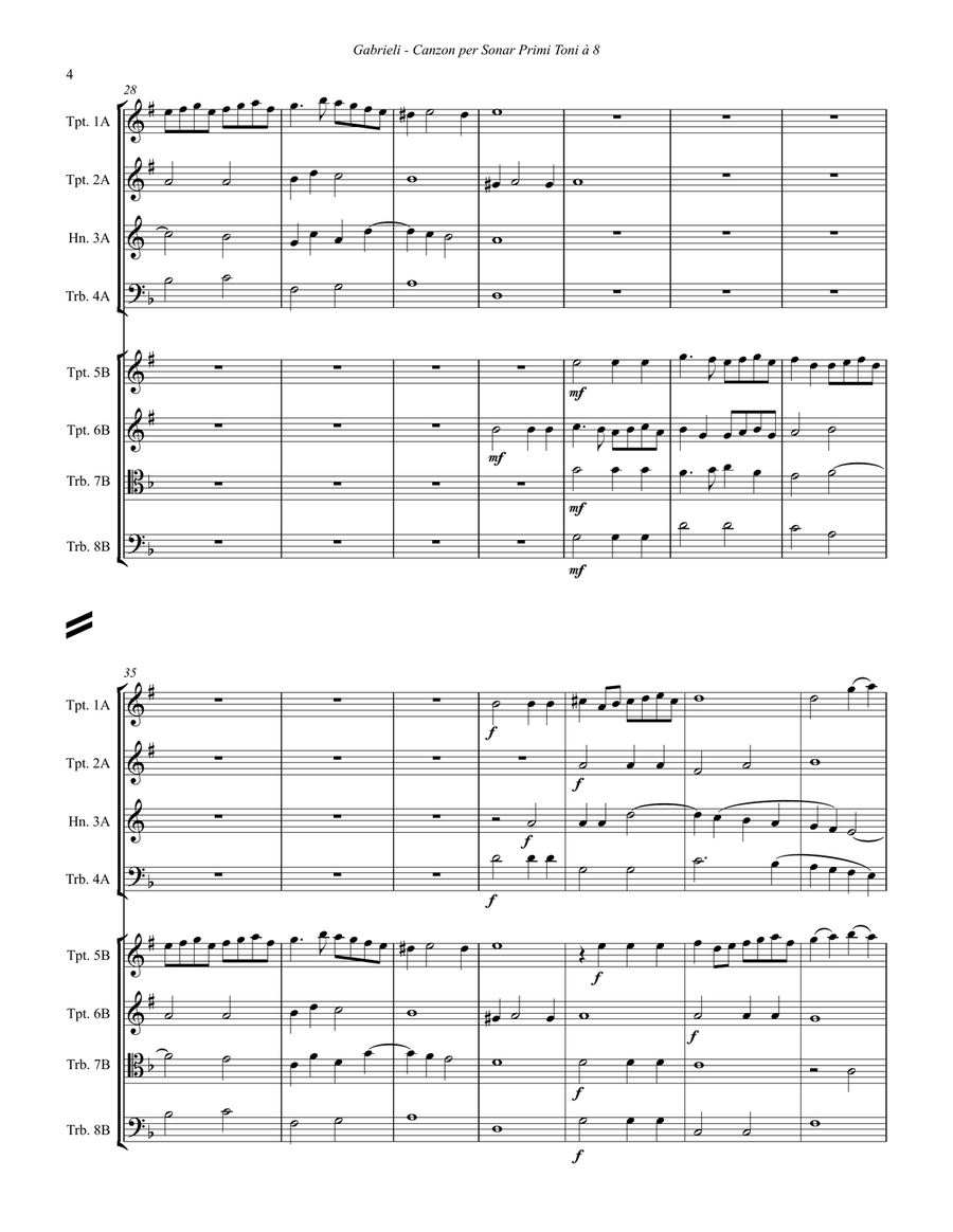 Canzon per Sonar Primi Toni a 8 for 8-part Brass Ensemble Octet Large Ensemble scores gallery preview page 4