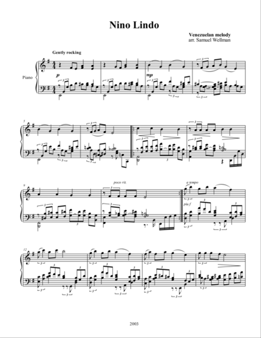 Nino Lindo Nino Lindo Piano Solo scores gallery preview page 1
