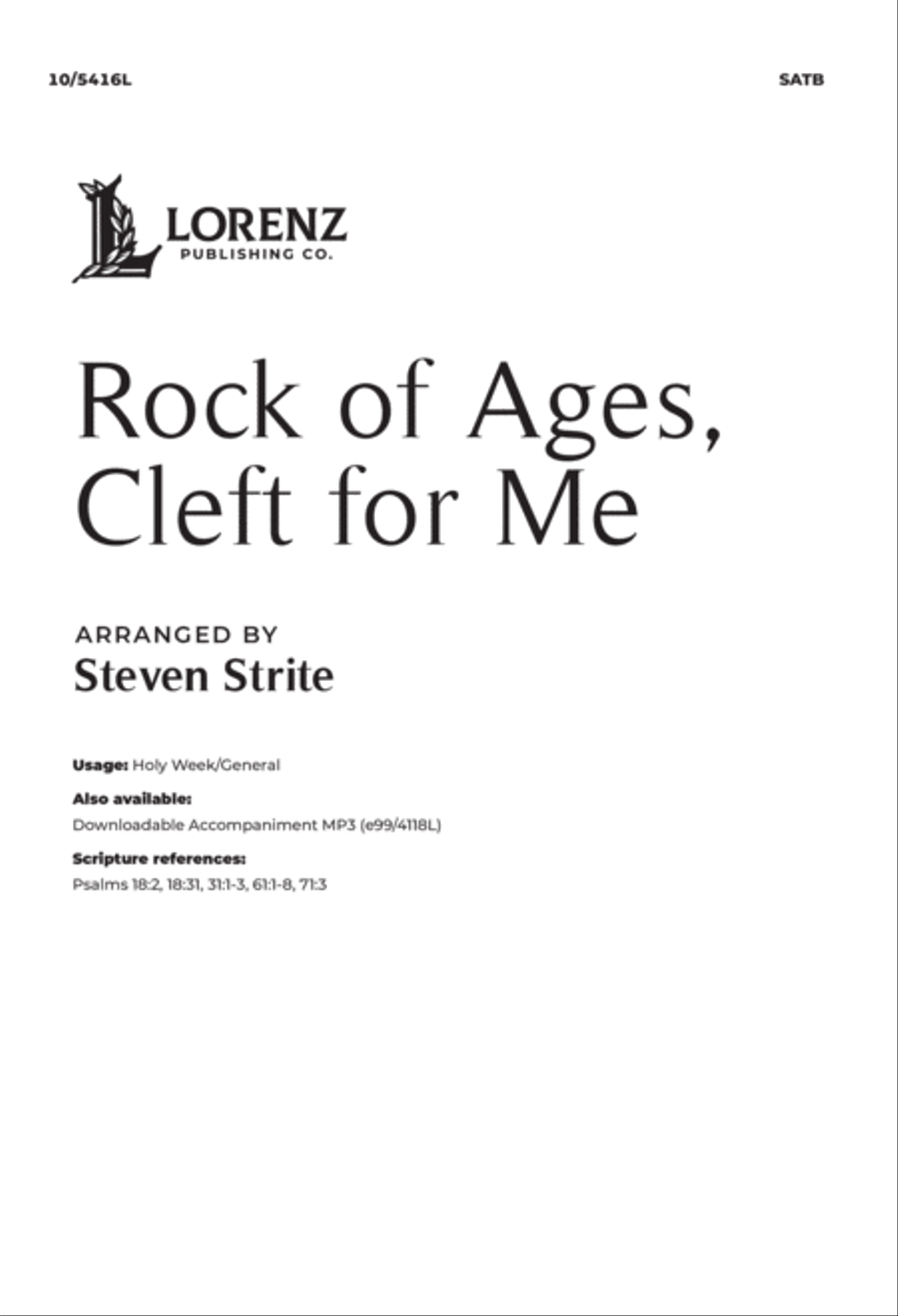 Rock of Ages, Cleft for Me 4-Part scores gallery preview page 1