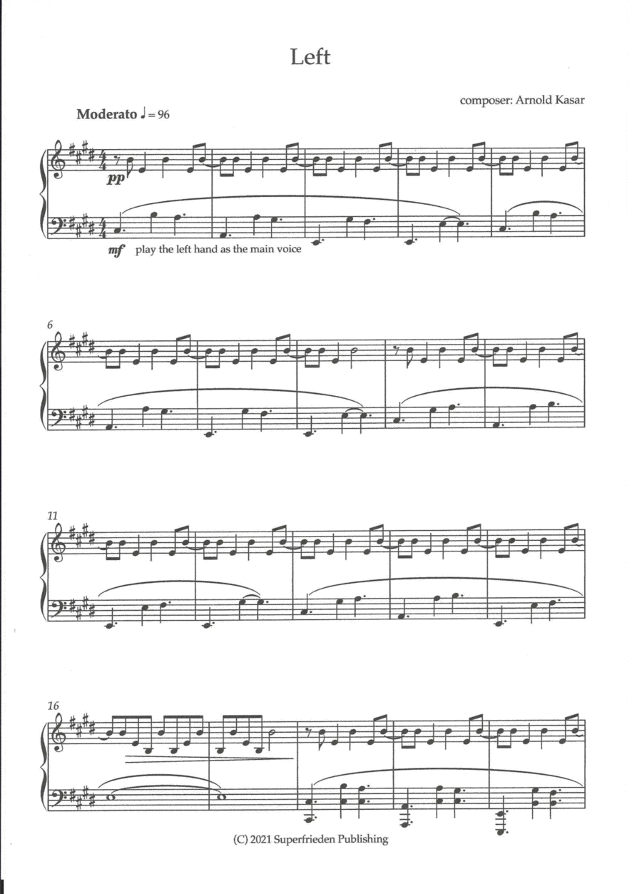 Left Easy Piano scores gallery preview page 1