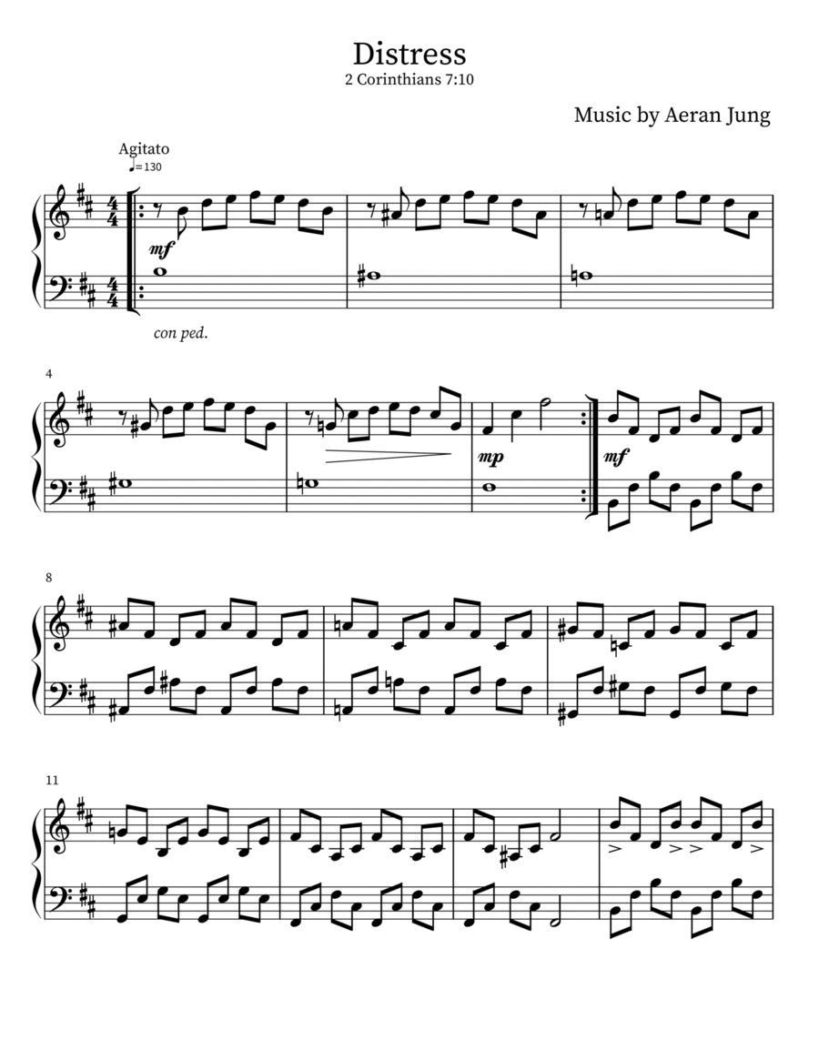 Distress Piano Solo scores gallery preview page 1