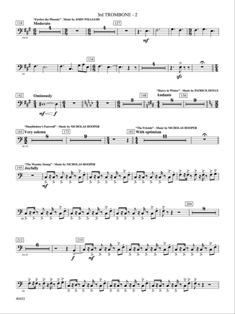 The Complete Harry Potter: 3rd Trombone Full Orchestra scores gallery preview page 2