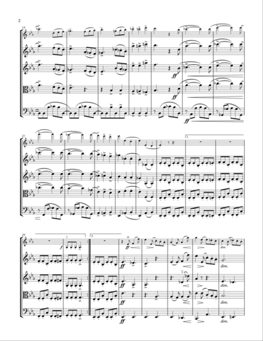 J.Brahms Scherzo from F.A.E. Sonate for Violin solo and String Quartet String Quartet scores gallery preview page 2