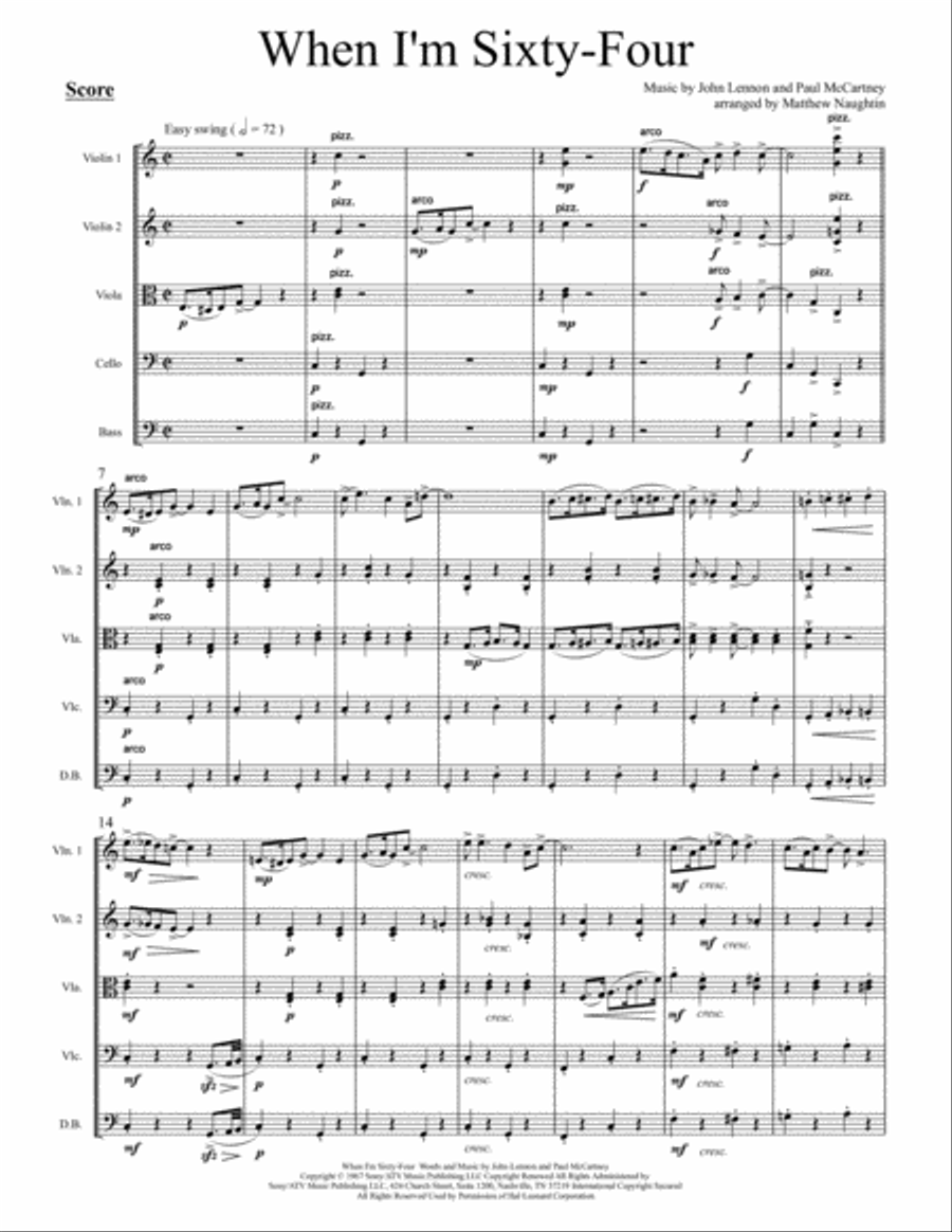 When I'm Sixty-Four String Orchestra scores gallery preview page 2