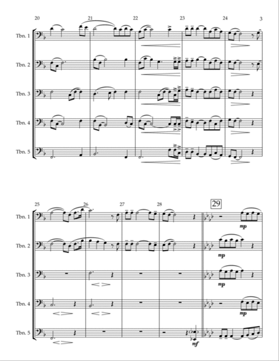 Shenandoah for Trombone Choir Euphonium scores gallery preview page 3