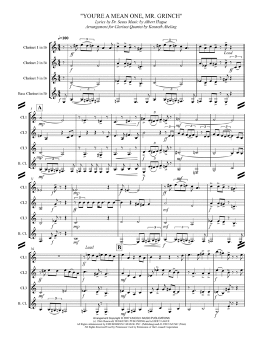 You're A Mean One, Mr. Grinch Woodwind Ensemble scores gallery preview page 2