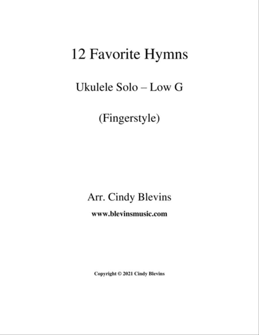 12 Favorite Hymns, Ukulele Solo, Fingerstyle, Low G Ukulele scores gallery preview page 5