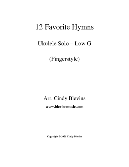 12 Favorite Hymns, Ukulele Solo, Fingerstyle, Low G image number null