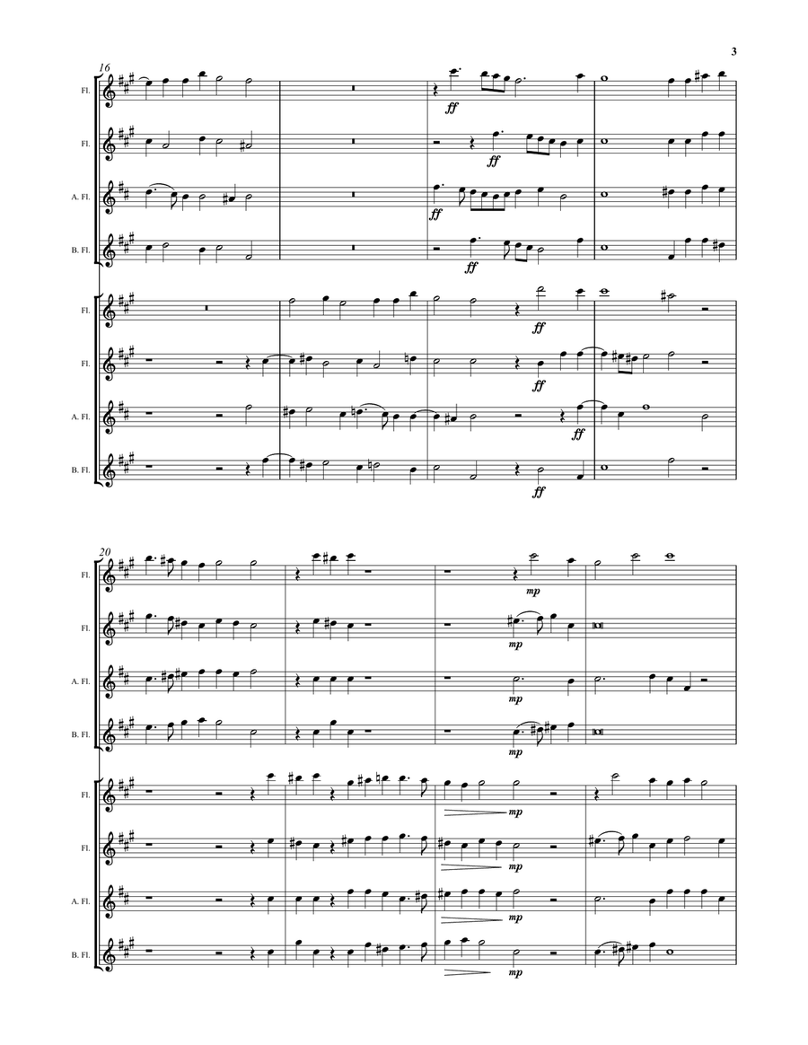Buccinate in Neomenia Tuba (Blow the trumpet in the new moon) by Giovanni Croce for flute choir Flute Choir scores gallery preview page 3
