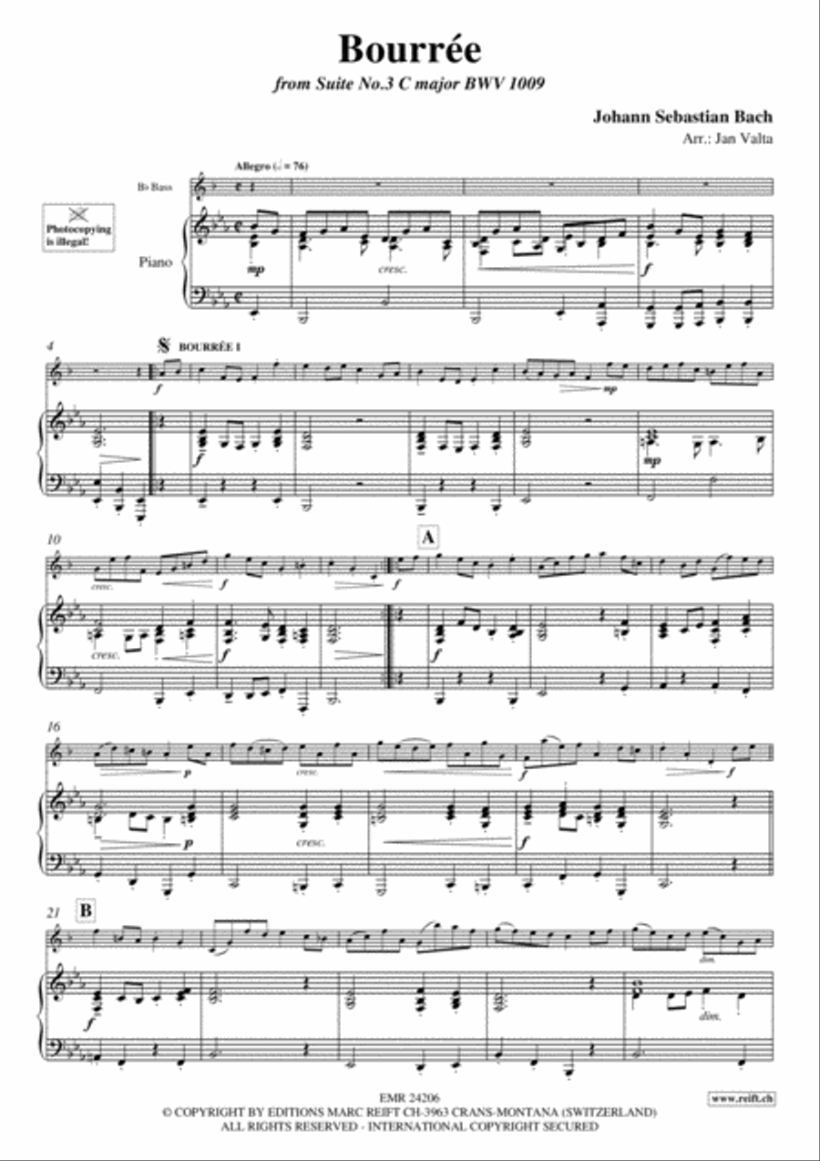 Bourree Piano Accompaniment scores gallery preview page 3