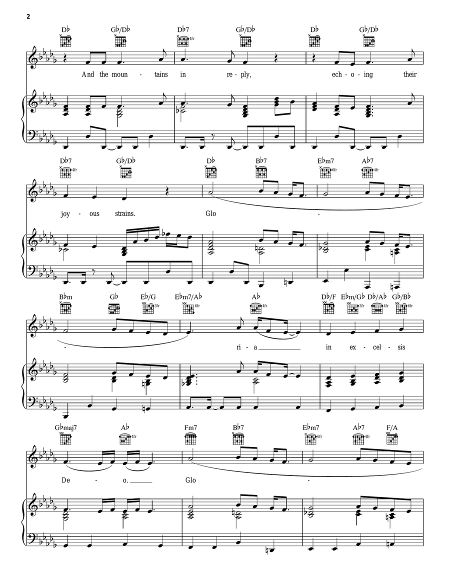 Angels We Have Heard On High Piano, Vocal, Guitar scores gallery preview page 2
