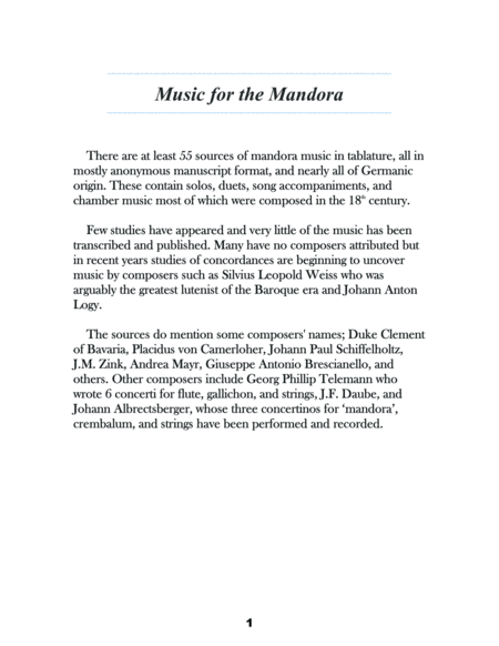 Partitas for Mandora: Volume 1 Arranged for Baritone Ukulele