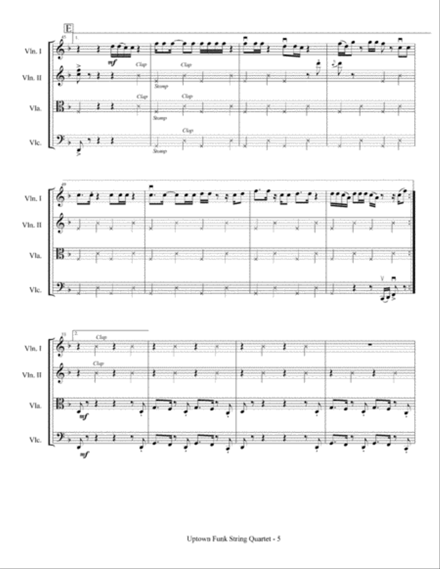 Uptown Funk String Quartet scores gallery preview page 6