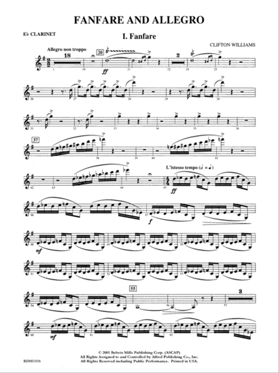 Fanfare and Allegro: E-flat Soprano Clarinet Concert Band scores gallery preview page 1