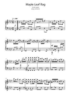 Maple Leaf Rag - Scott Joplin - Easy Piano