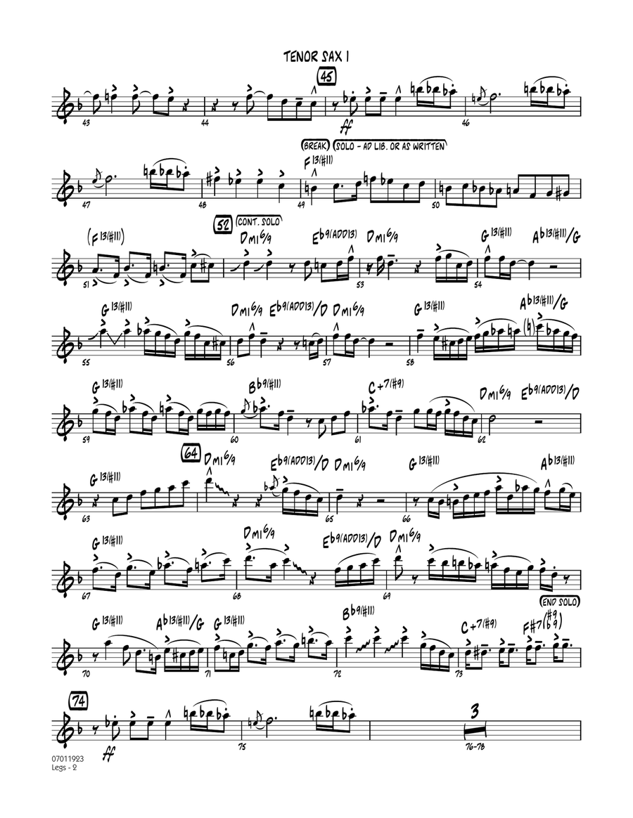 Legs - Tenor Sax 1 Jazz Ensemble scores gallery preview page 2