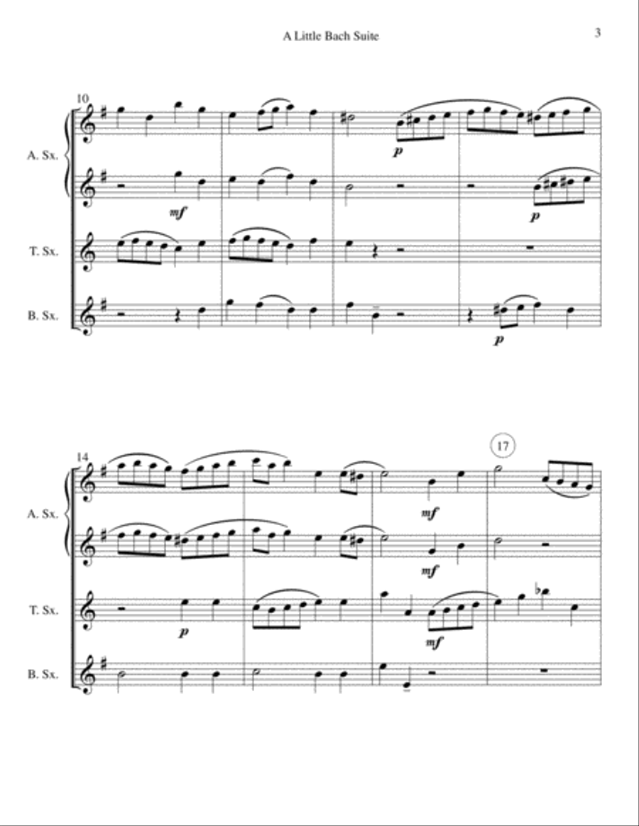 A Little Bach Suite - Saxophone Quartet Saxophone Quartet scores gallery preview page 3