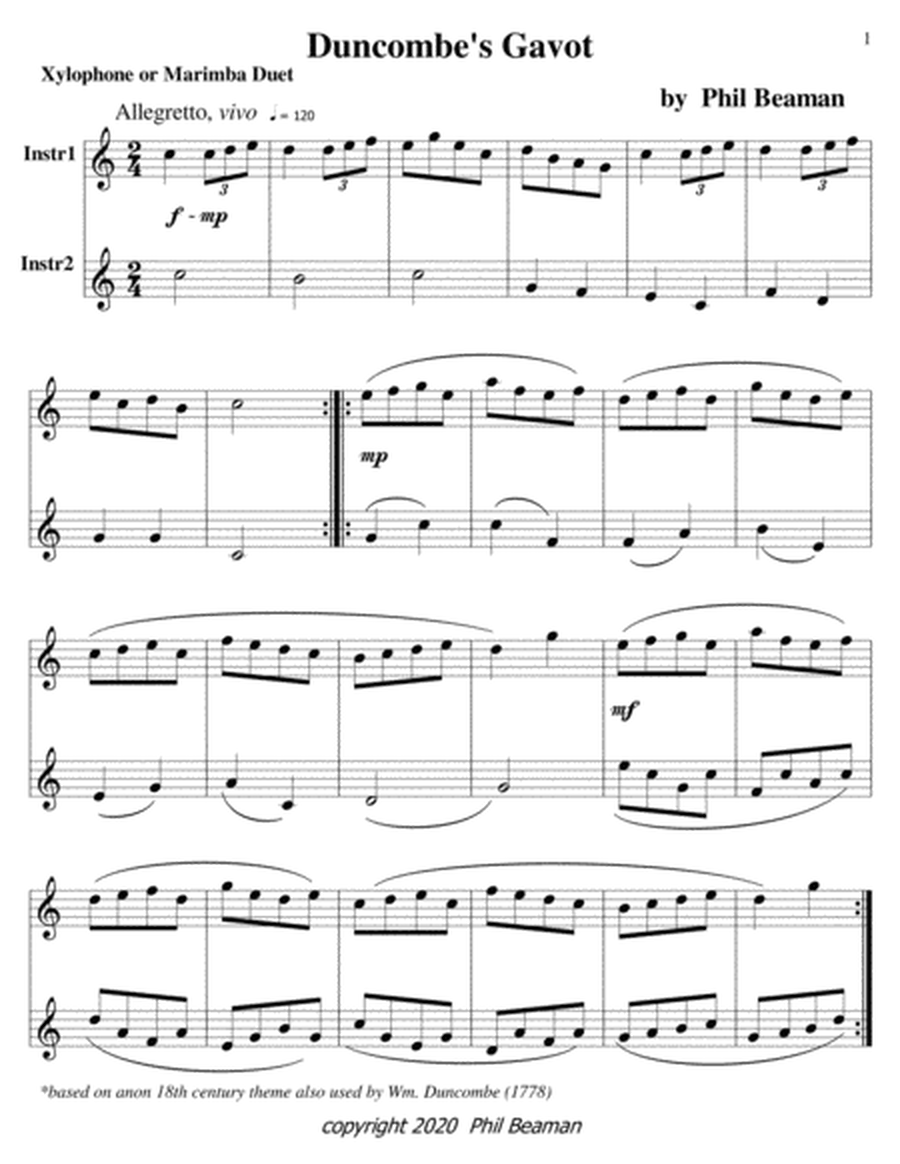 Duncombe's Gavot-Xylophone/Marimba duet image number null
