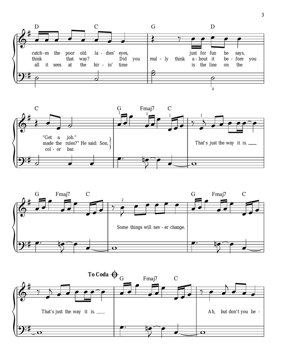 The Way It Is Easy Piano scores gallery preview page 3