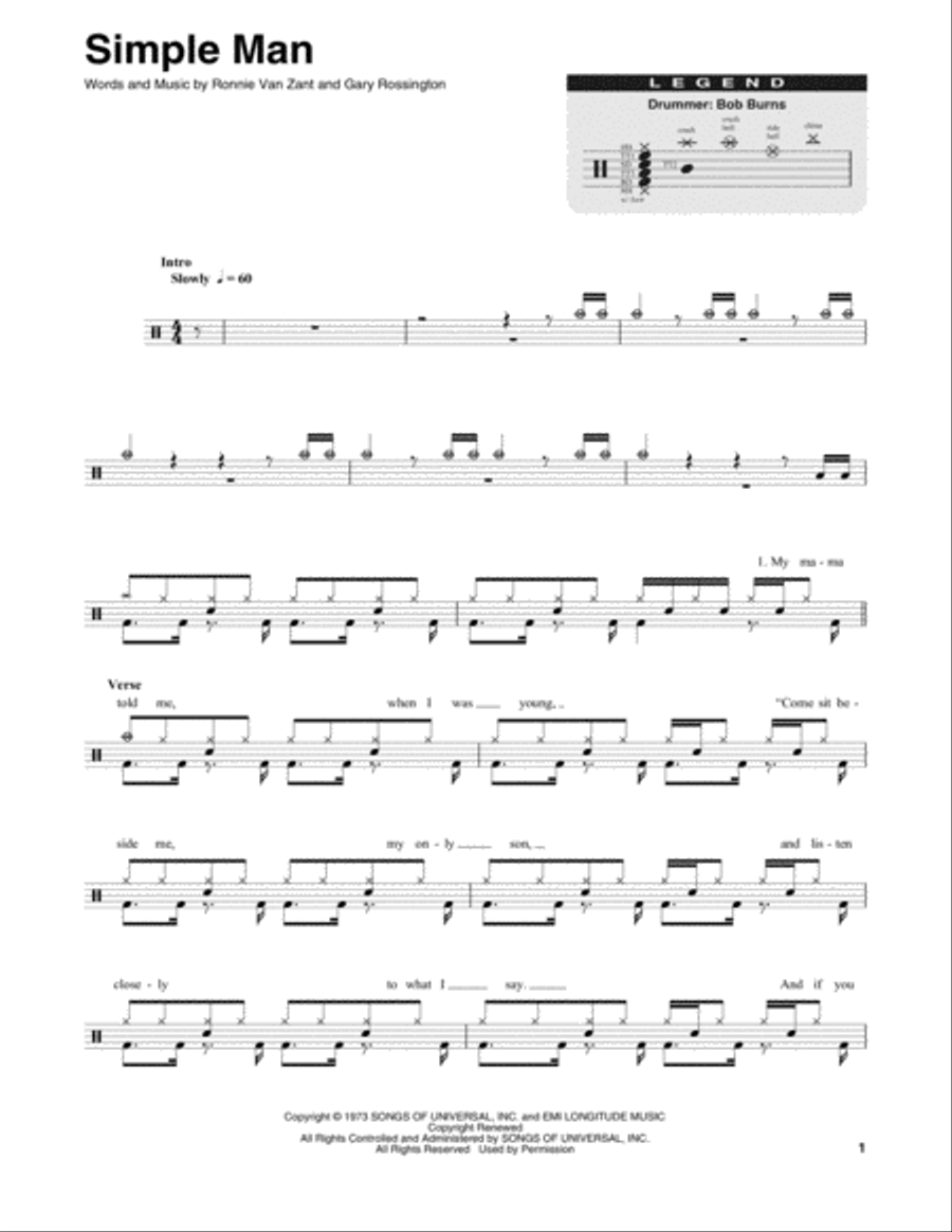Simple Man Drum Set scores gallery preview page 1