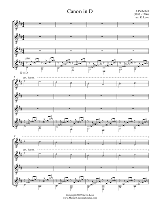 Canon in D (Guitar Quartet) - Score and Parts