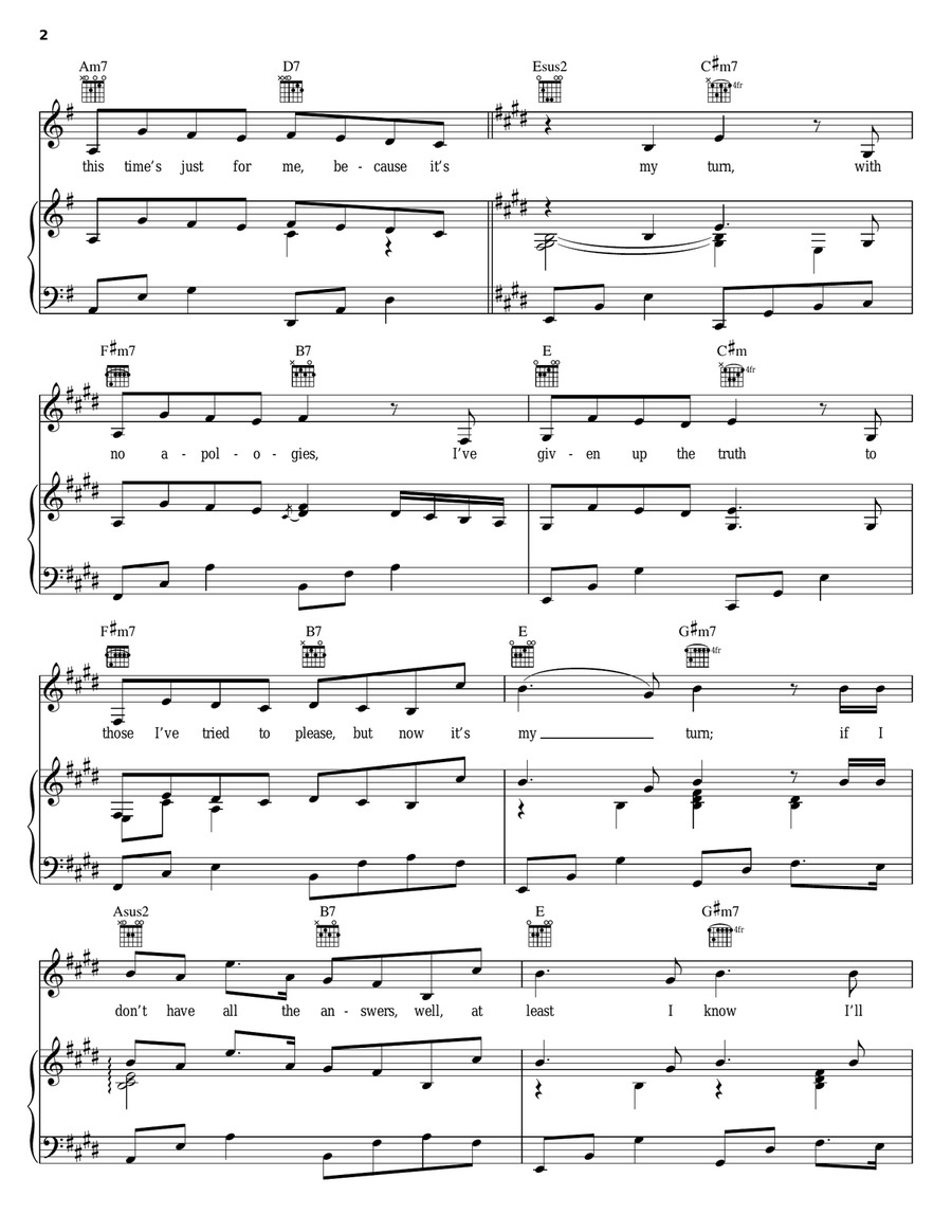 It's My Turn Piano, Vocal, Guitar scores gallery preview page 2