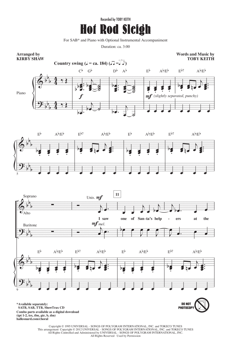Hot Rod Sleigh Hot Rod Sleigh 3-Part scores gallery preview page 1