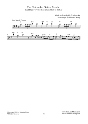 Book cover for "March" from The Nutcracker Suite - Cello or Bass Clarinet Solo