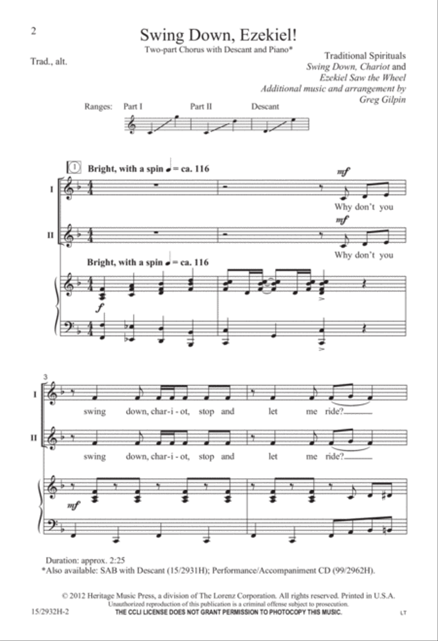 Swing Down, Ezekiel! 2-Part scores gallery preview page 3