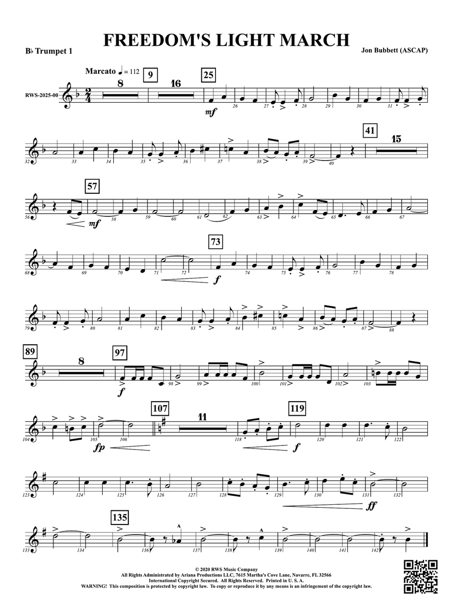 Freedom's Light March: 1st B-flat Trumpet B-Flat Trumpet scores gallery preview page 1