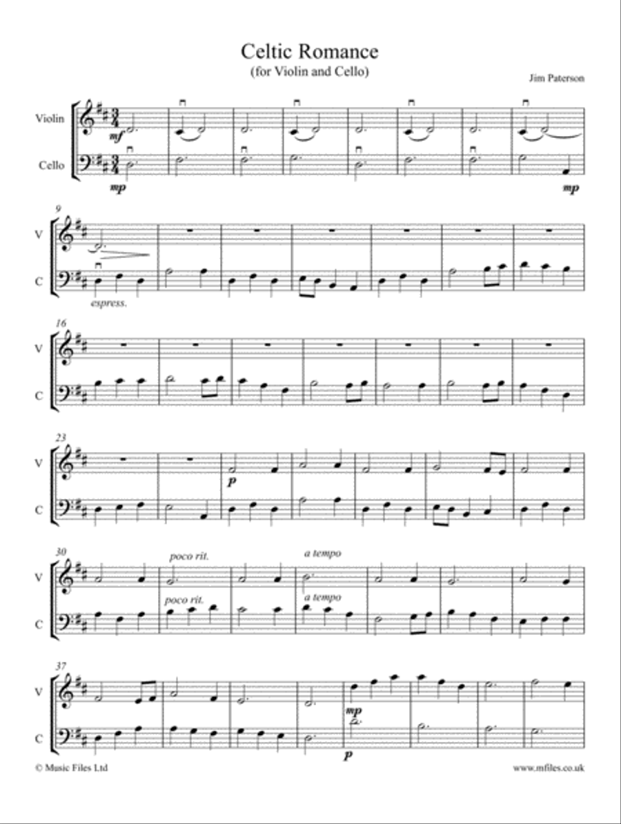 Celtic Romance (Violin & Cello) String Duet scores gallery preview page 1